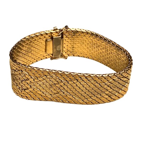 Vintage 1960s DeCesare Italy 18K Gold Plated Woven Mesh Bracelet - Picture 1 of 10